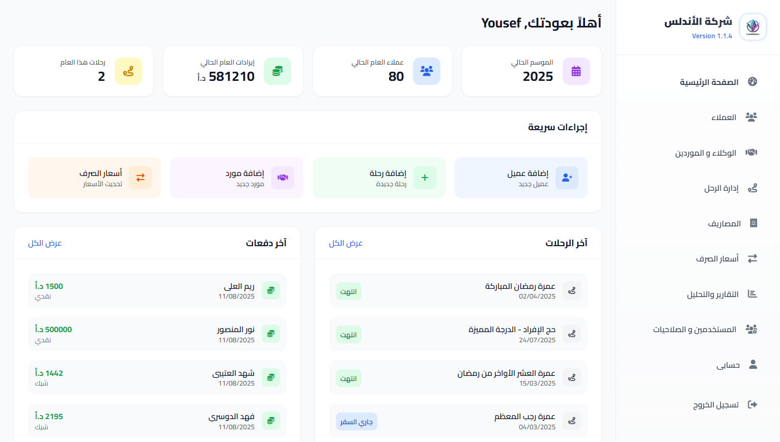 لوحة التحكم الرئيسية